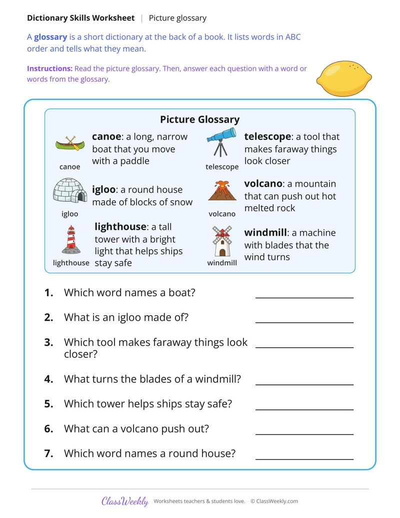 Find the Meaning in a Picture Glossary
