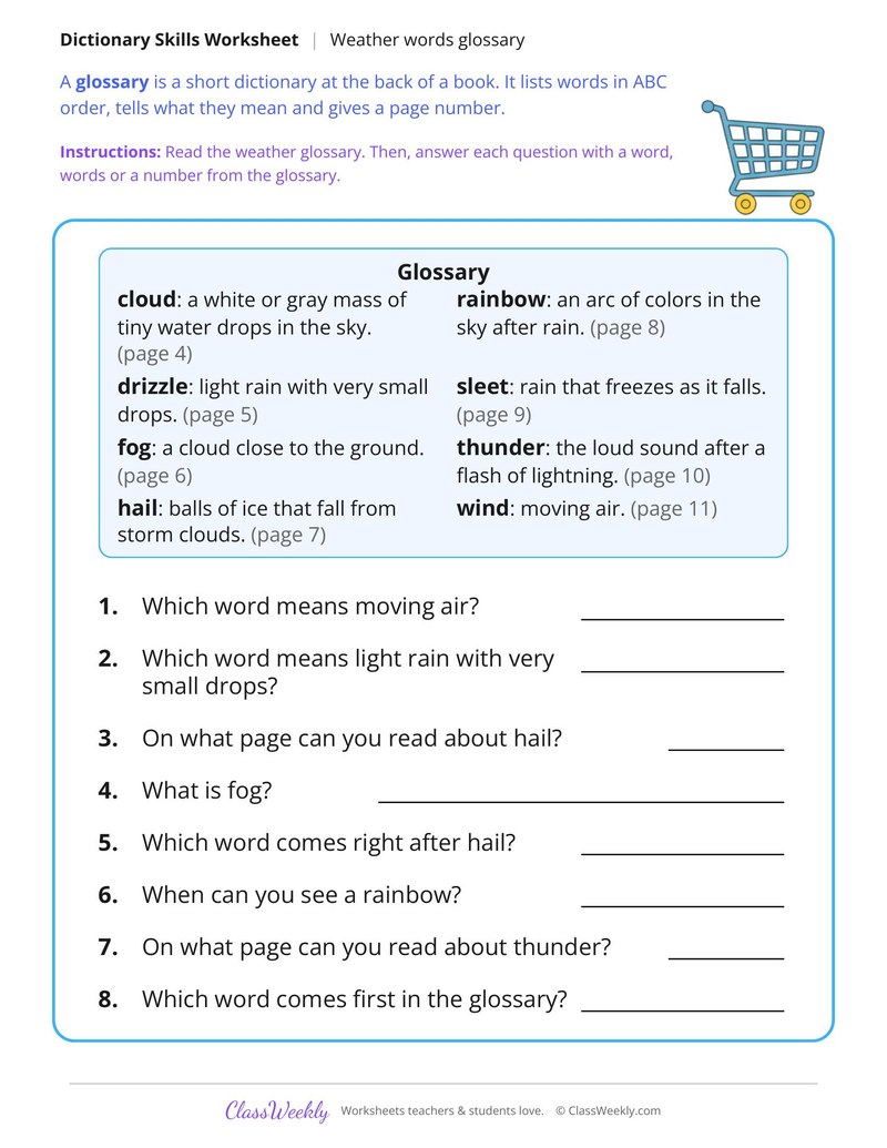 Use a Glossary to Answer Questions About Weather Words