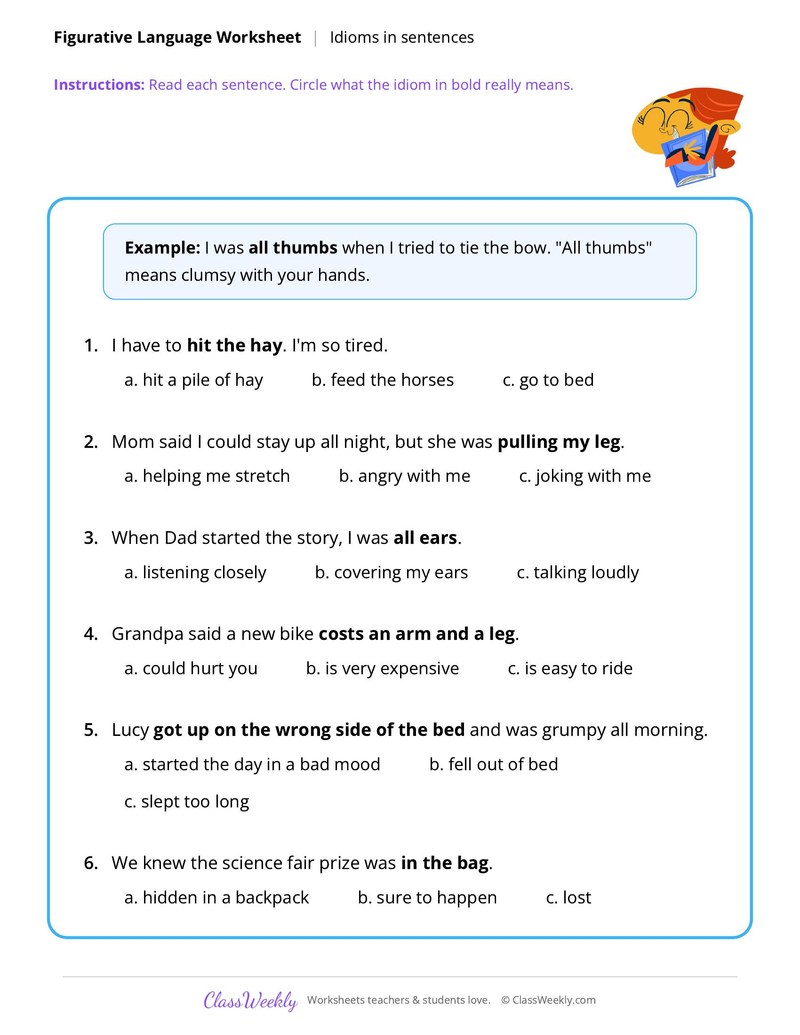 Figurative Language: Idioms in sentences