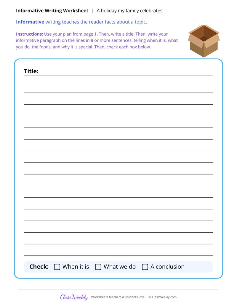 A Holiday My Family Celebrates Informative Writing - Page 2