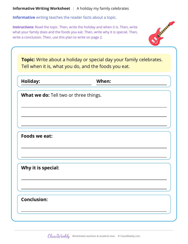 A Holiday My Family Celebrates Informative Writing - Page 1
