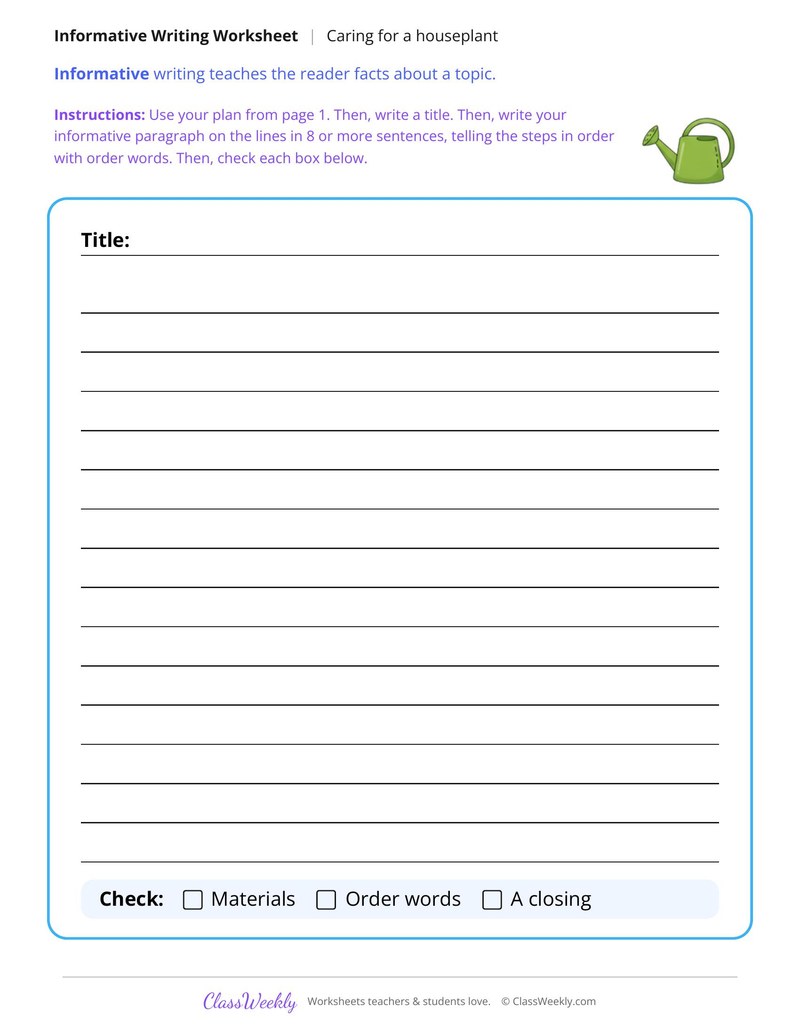 How to Care for a Houseplant Informative Writing