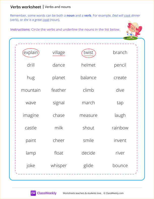 Verbs and nouns - Girl