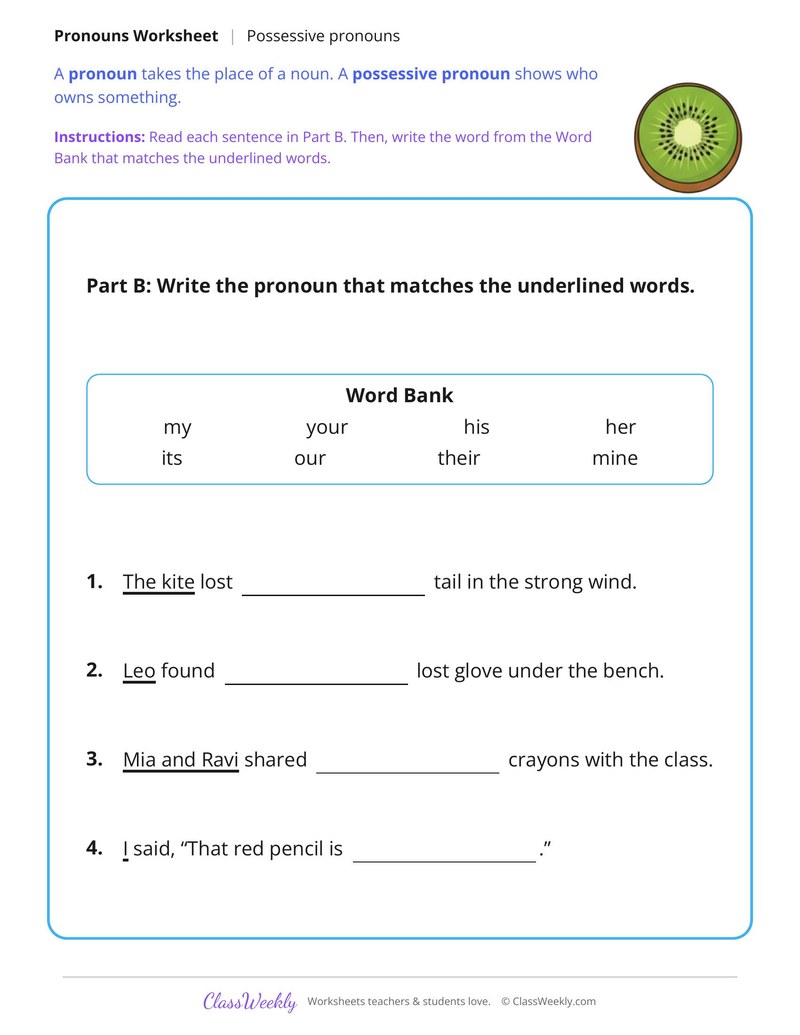 Possessive Pronouns in Sentences