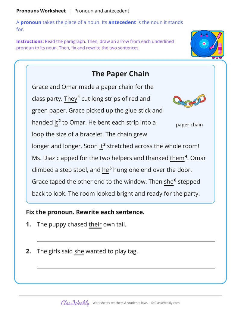 Pronoun and Antecedent Match in a Paragraph