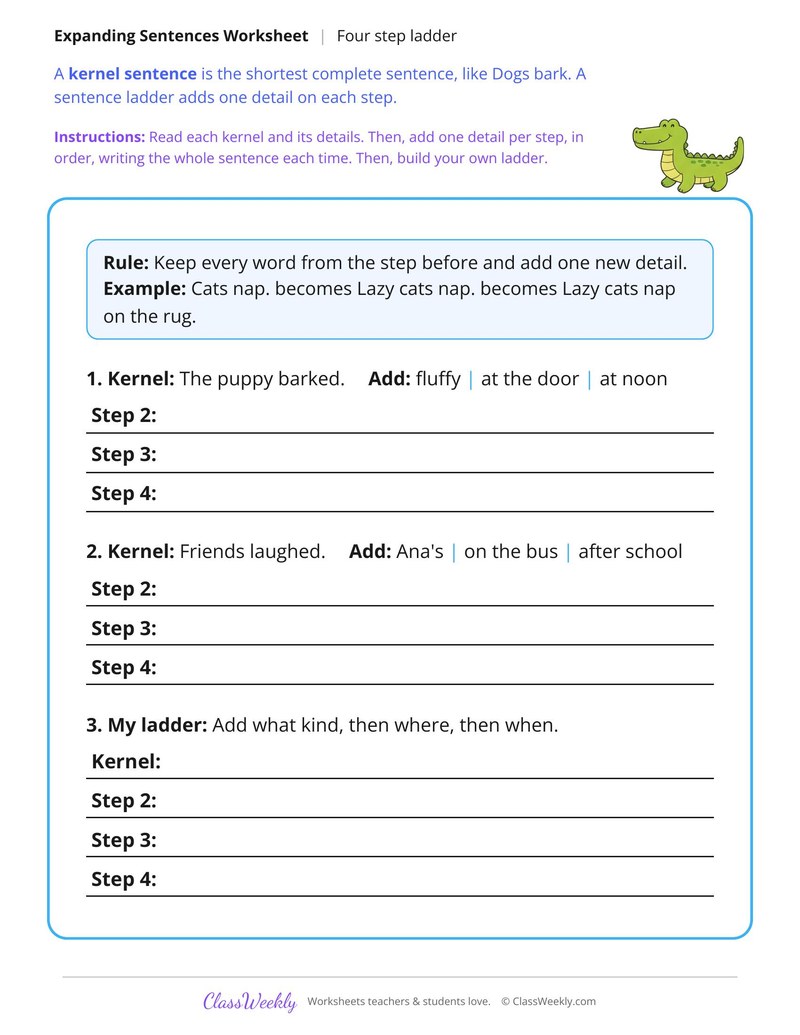 Expand a Kernel Sentence in Four Steps