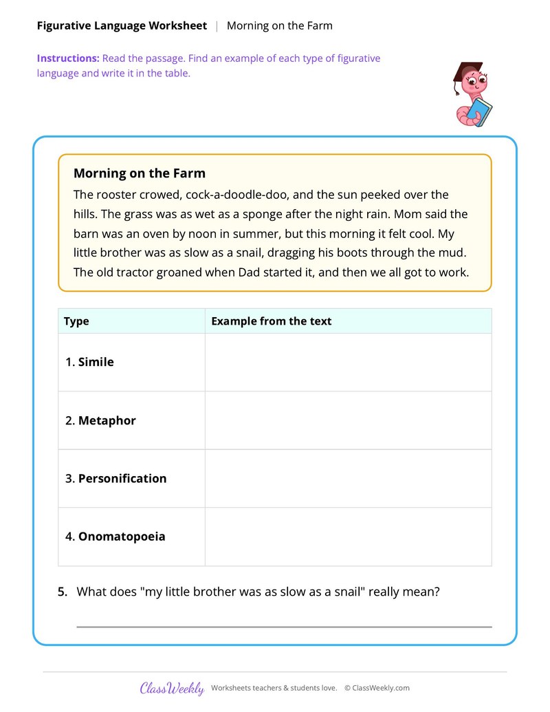 Figurative Language: Morning on the Farm