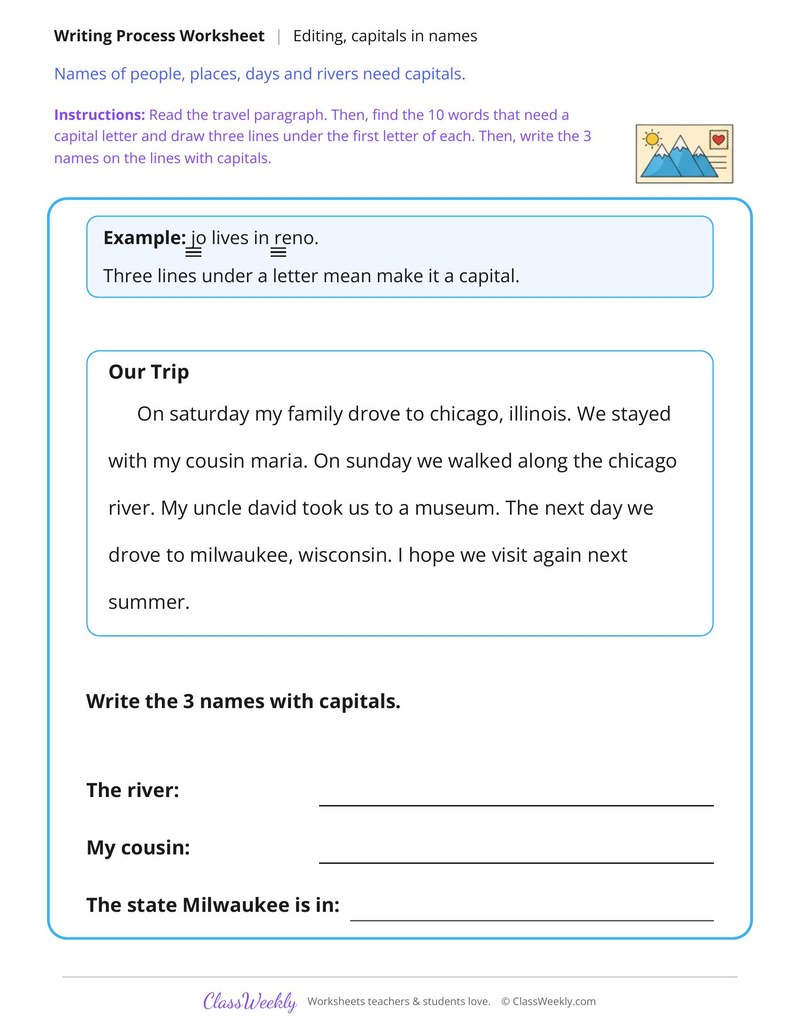 Edit a Paragraph for Capital Letters in Names and Places