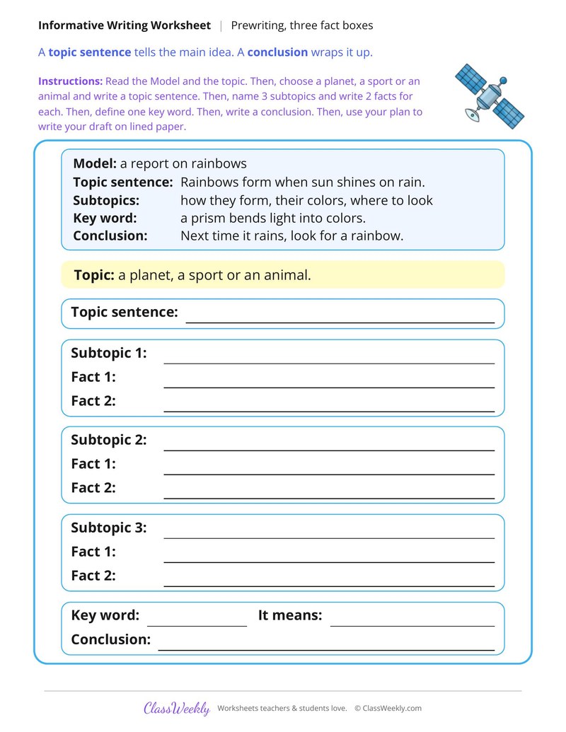 Plan an Informative Report With Three Fact Boxes
