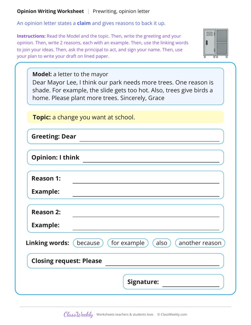 Plan an Opinion Letter to the Principal