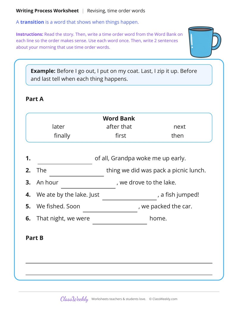 Revise Sentences With Time Order Words