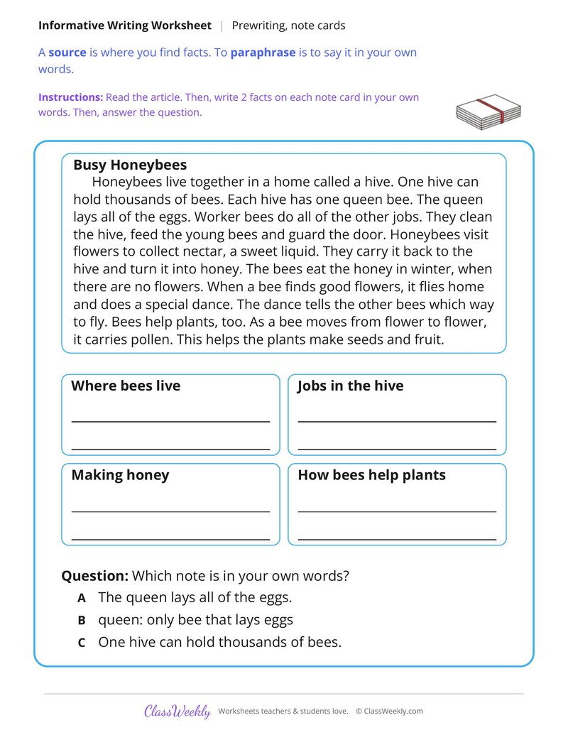 Take Notes From a Short Article on Note Cards