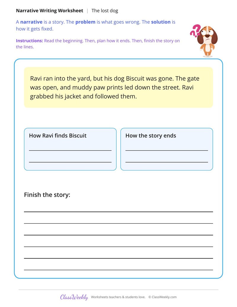 The Lost Dog Narrative Writing
