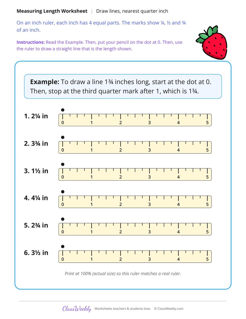 Draw Lines to the Nearest Quarter Inch