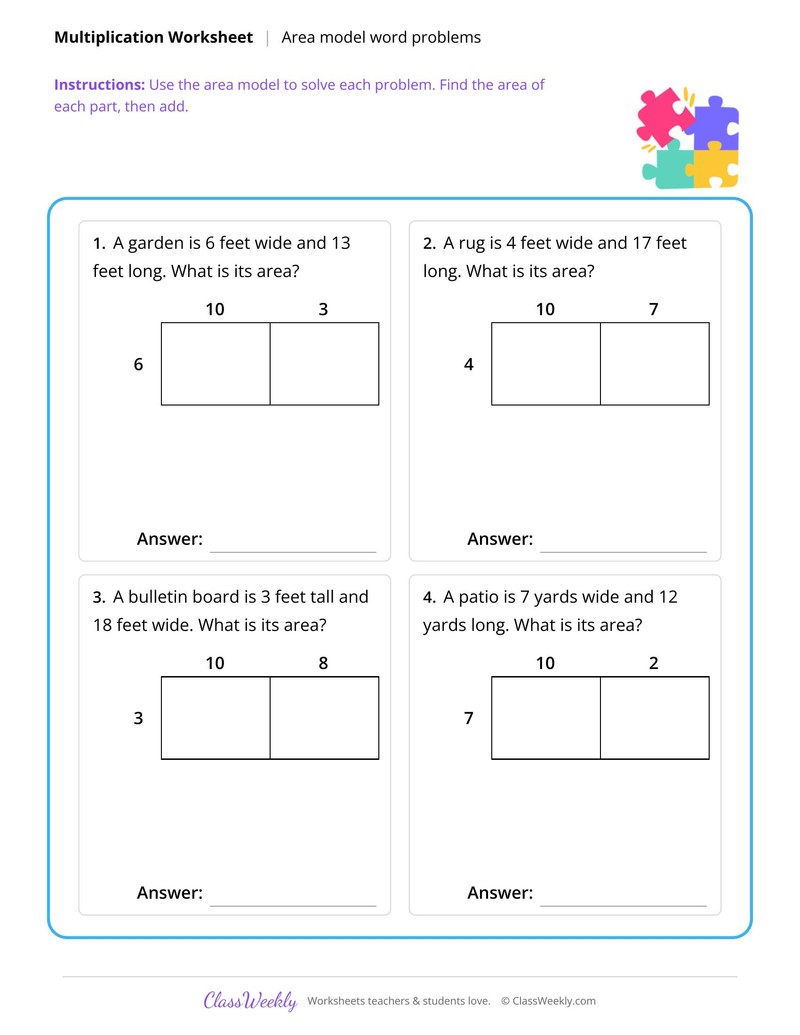 Area model word problems