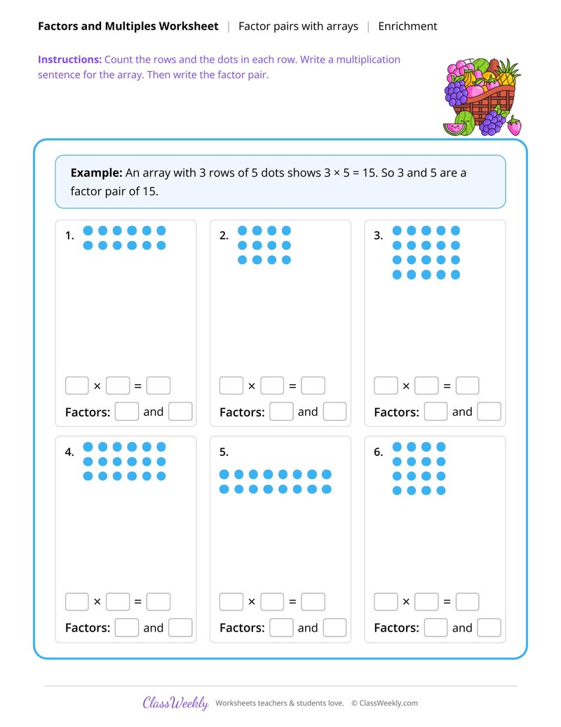 Factor pairs with arrays