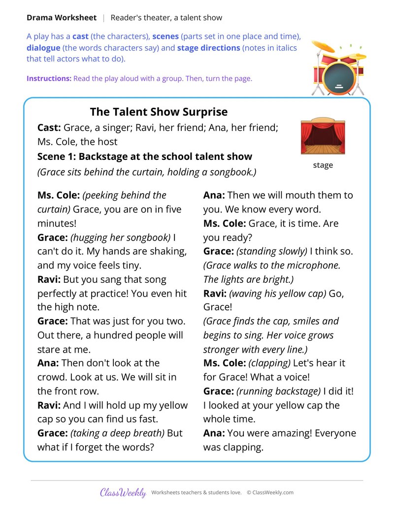 Reader's Theater Script, The Talent Show Surprise - Page 1