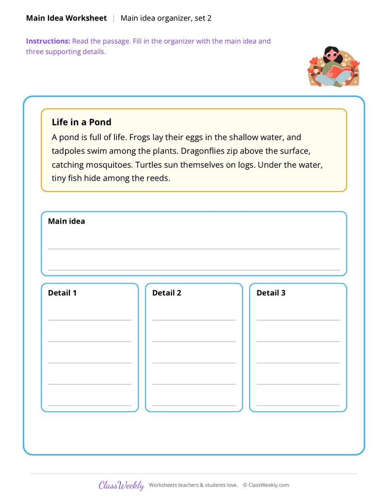 Main idea organizer, set 2
