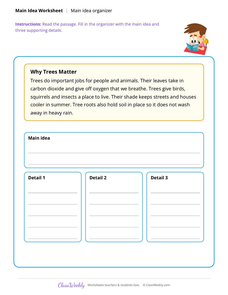 Main idea organizer