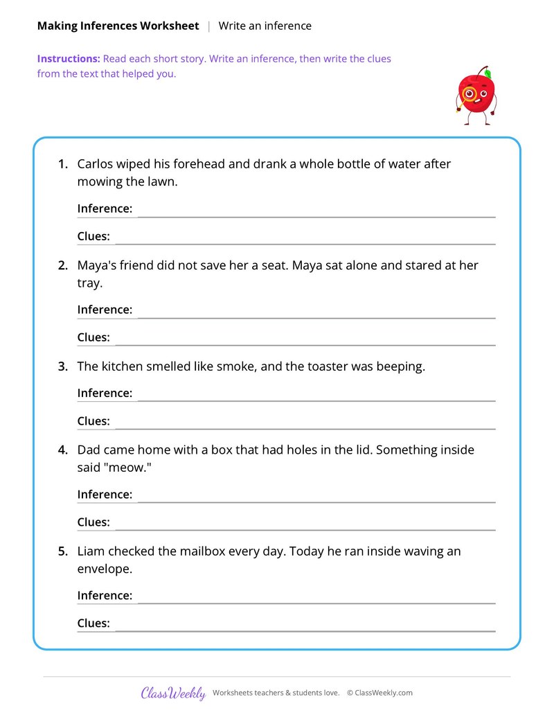Making Inferences: Write an inference