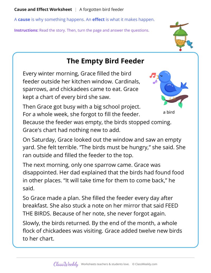 Cause and Effect in a Story About a Forgotten Bird Feeder - Page 1