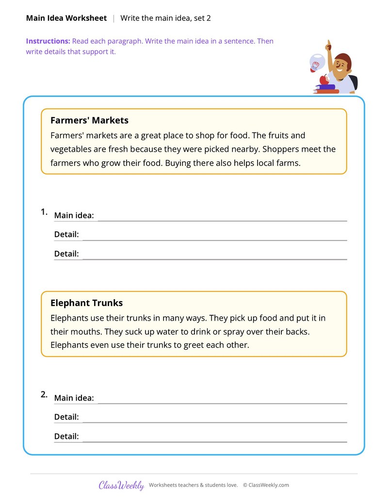 Write the main idea, set 2