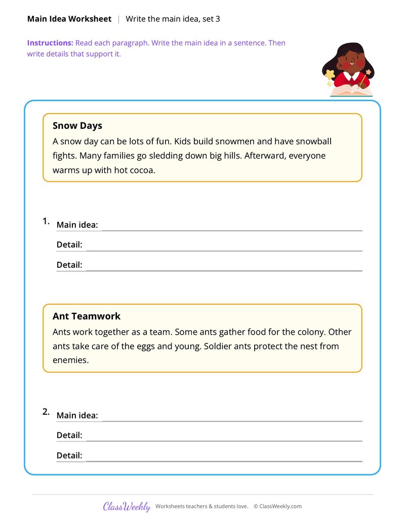 Write the main idea, set 3