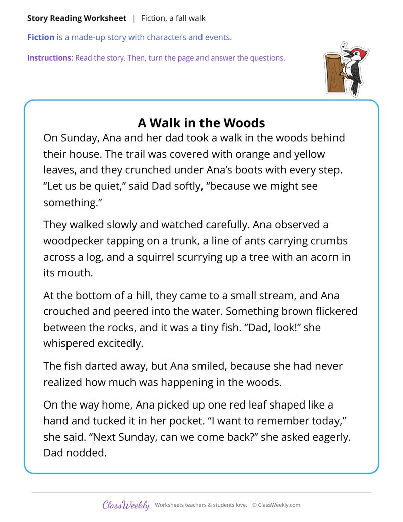 A Walk in the Woods (Fiction Passage) - Page 1