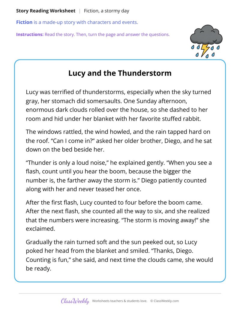 Lucy and the Thunderstorm (Fiction Passage) - Page 1