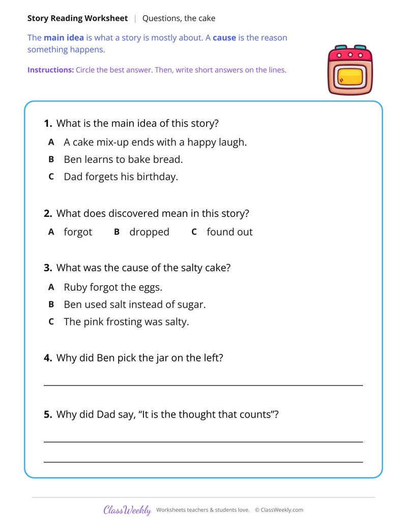 The Birthday Cake Mix-Up (Fiction Passage)