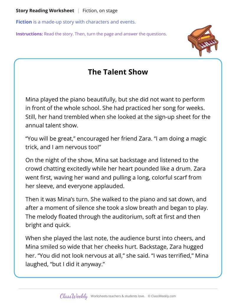 The Talent Show (Fiction Passage) - Page 1