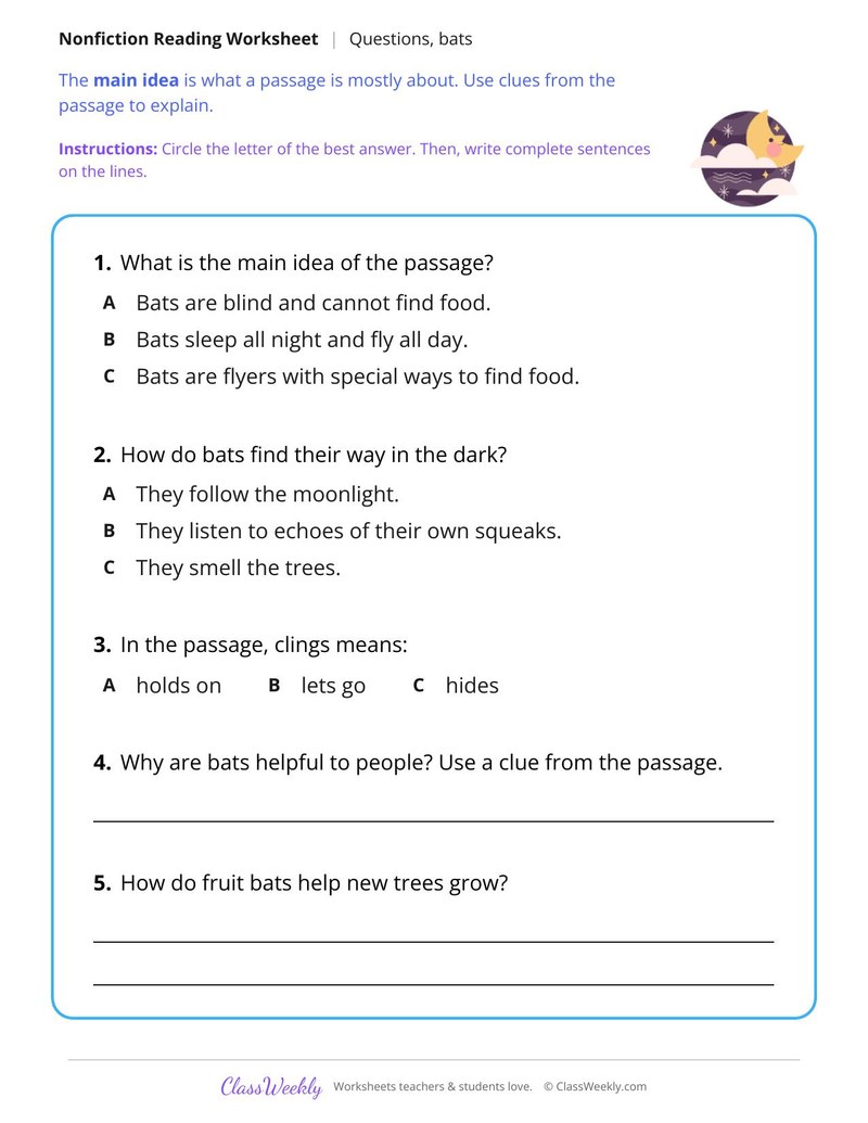Bats at Night (Nonfiction Passage)