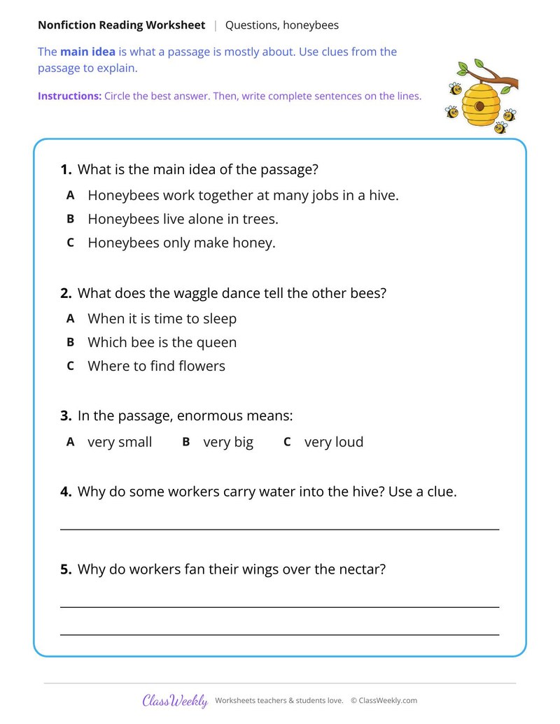 Honeybees at Work (Nonfiction Passage)