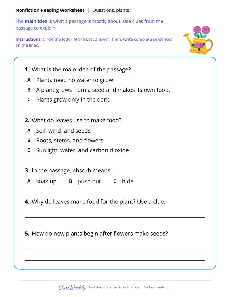 How Plants Grow (Nonfiction Passage)
