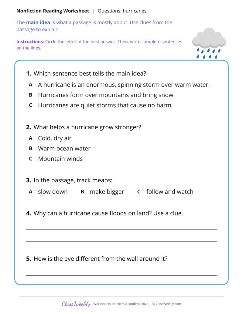 Hurricanes (Nonfiction Passage)