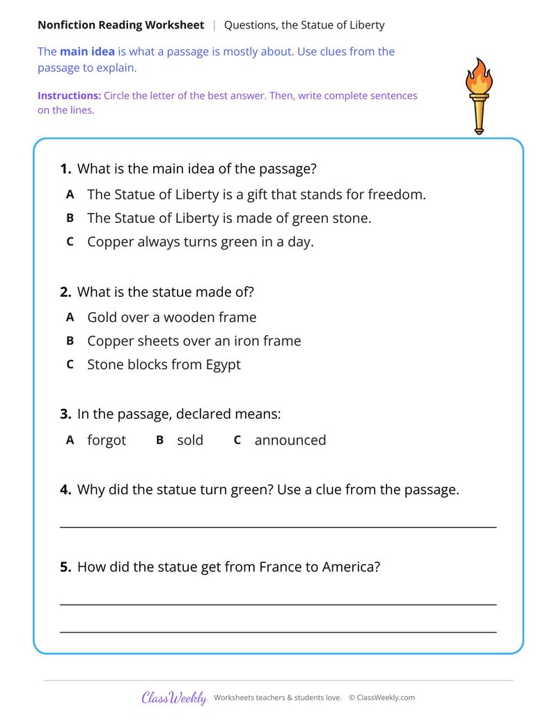 The Statue of Liberty (Nonfiction Passage)