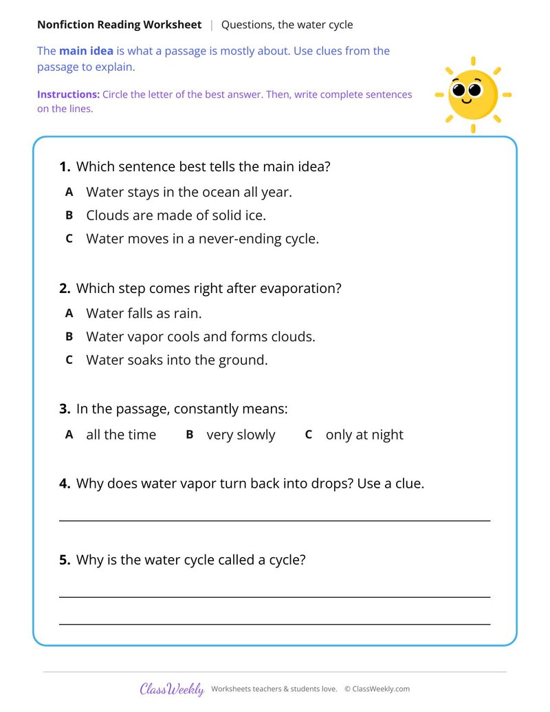 The Water Cycle (Nonfiction Passage)