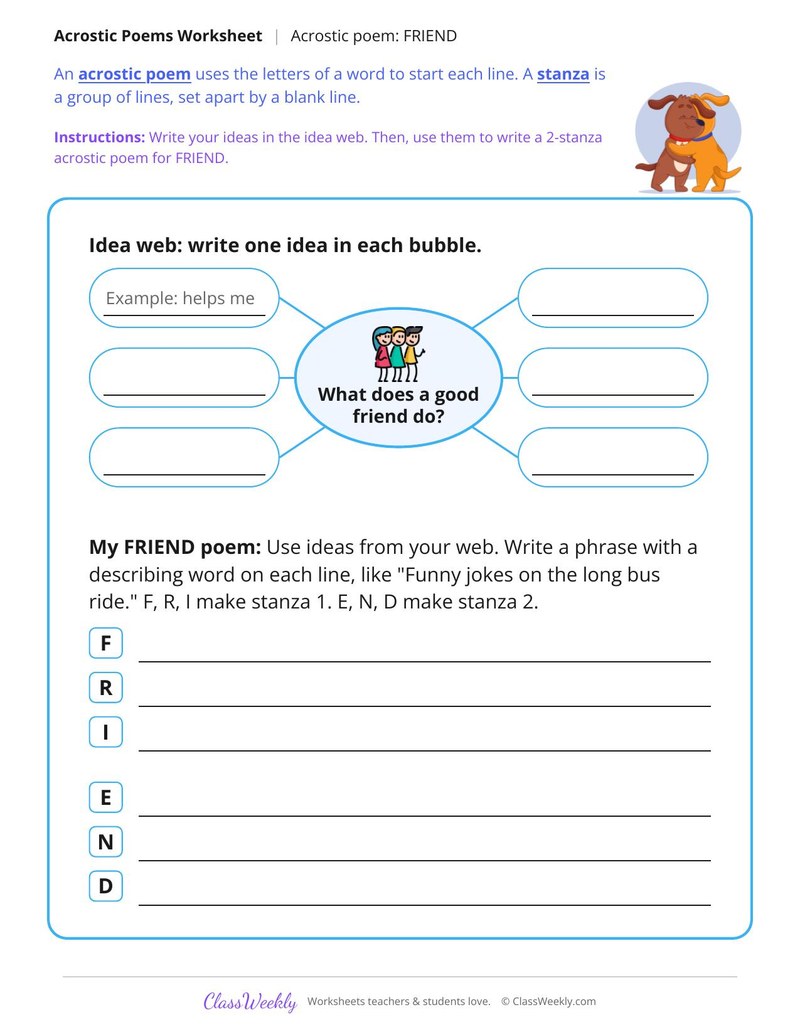 Acrostic Poem: FRIEND