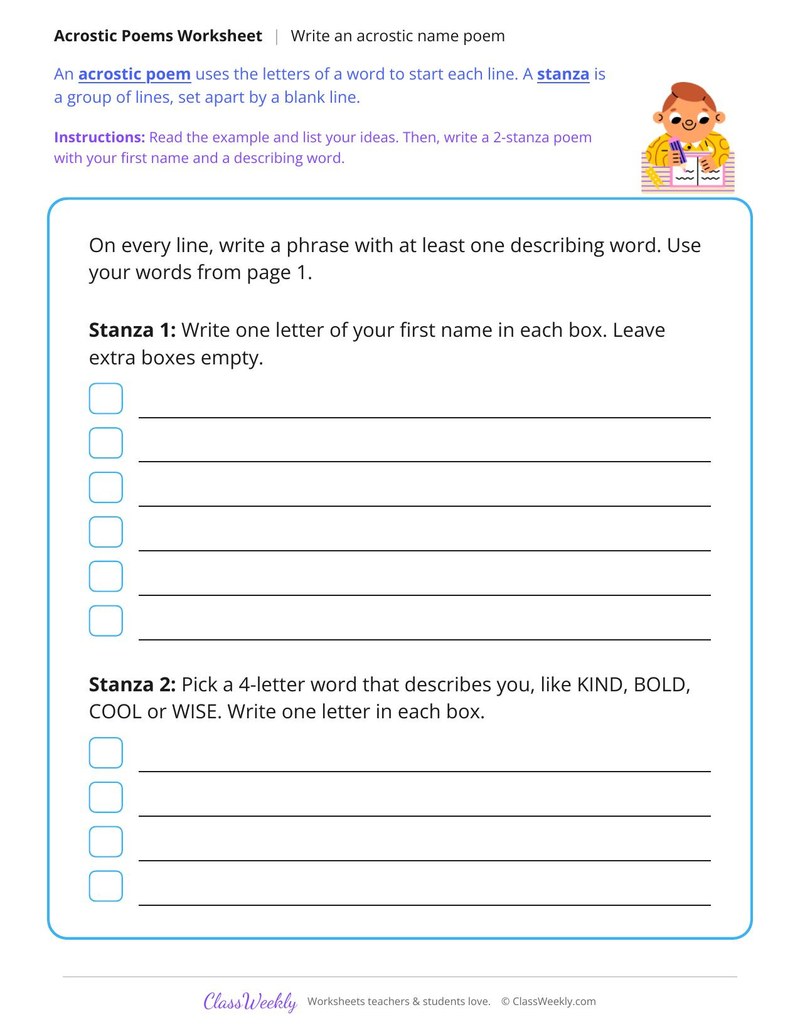 Write an Acrostic Name Poem