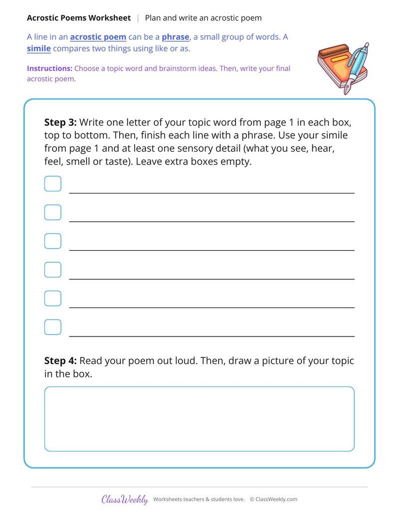 Plan and Write an Acrostic Poem - Page 2