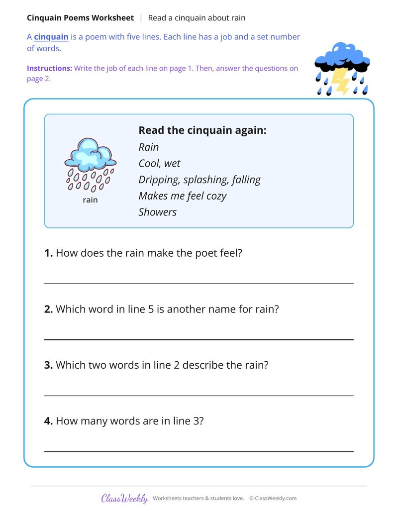 Read a Cinquain: Rain - Page 2