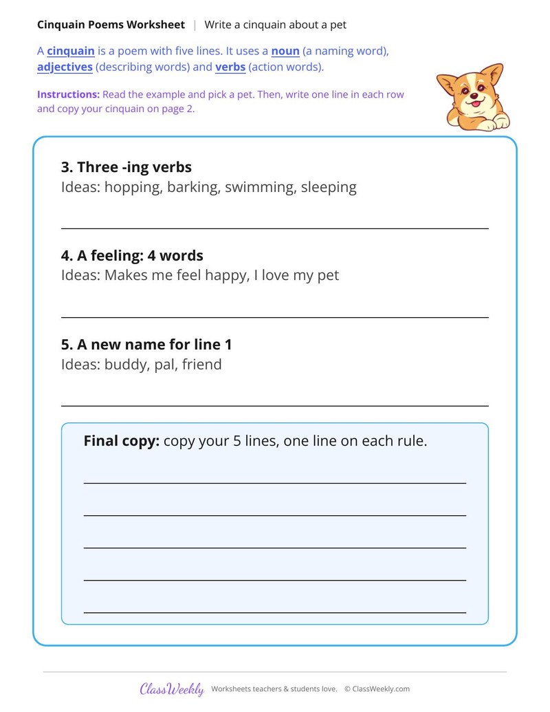 Write a Cinquain About a Pet - Page 2