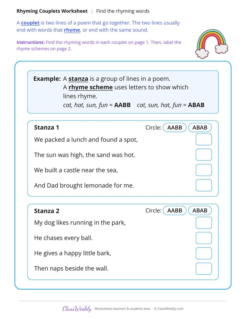 Find the Rhymes in Couplets - Page 2