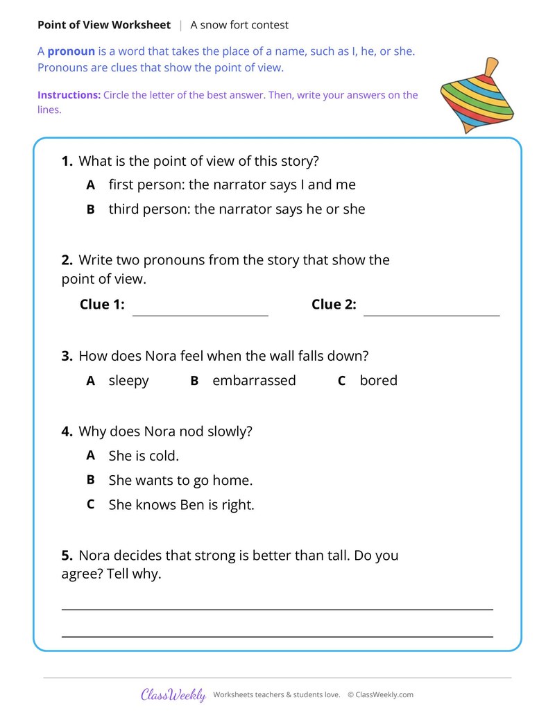 Point of View in a Story About a Snow Fort Contest