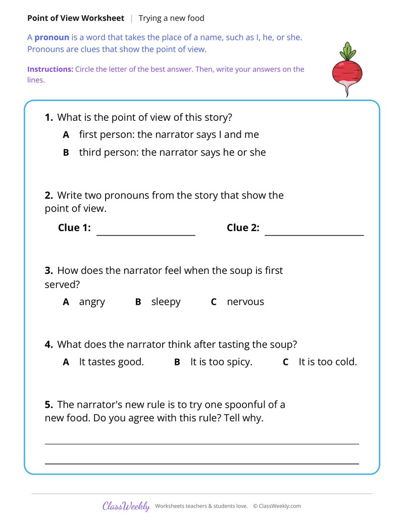 Point of View in a Story About Trying a New Food