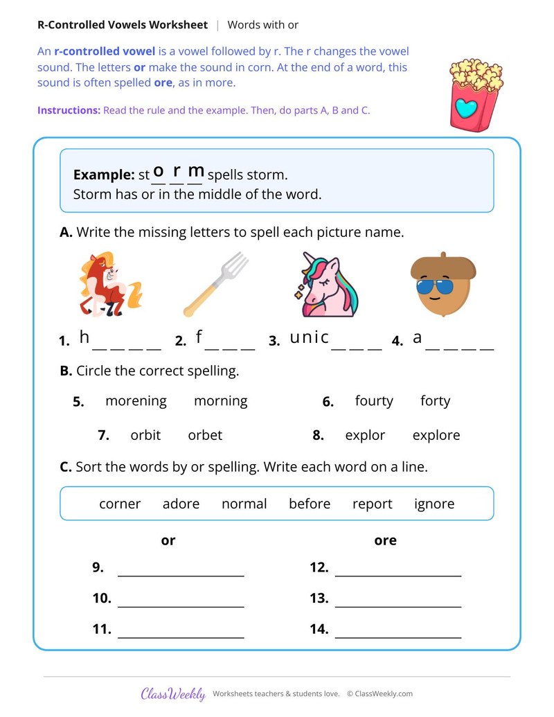 Spelling Words With Or
