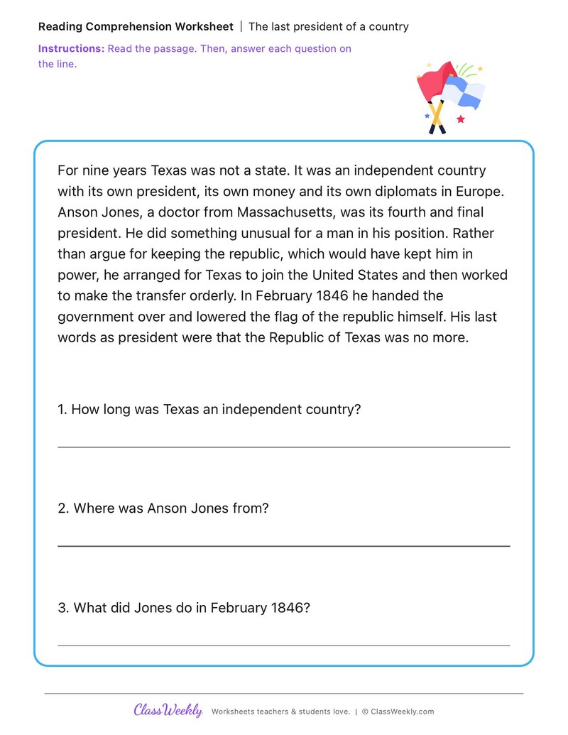 The last president of a country - Anson Jones