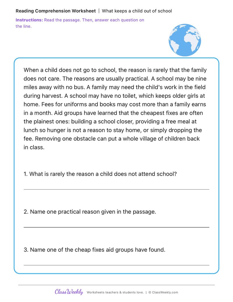 What keeps a child out of school - International Day of Education