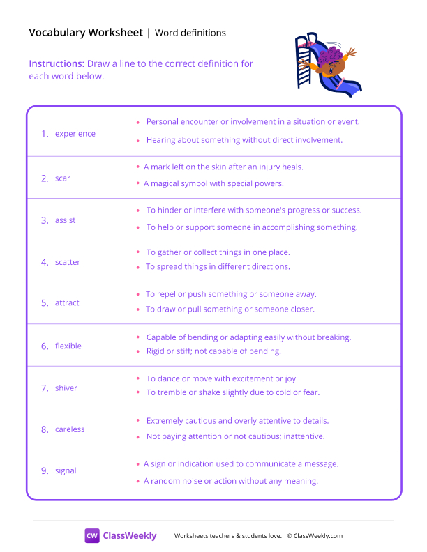 Word Definitions - Slide