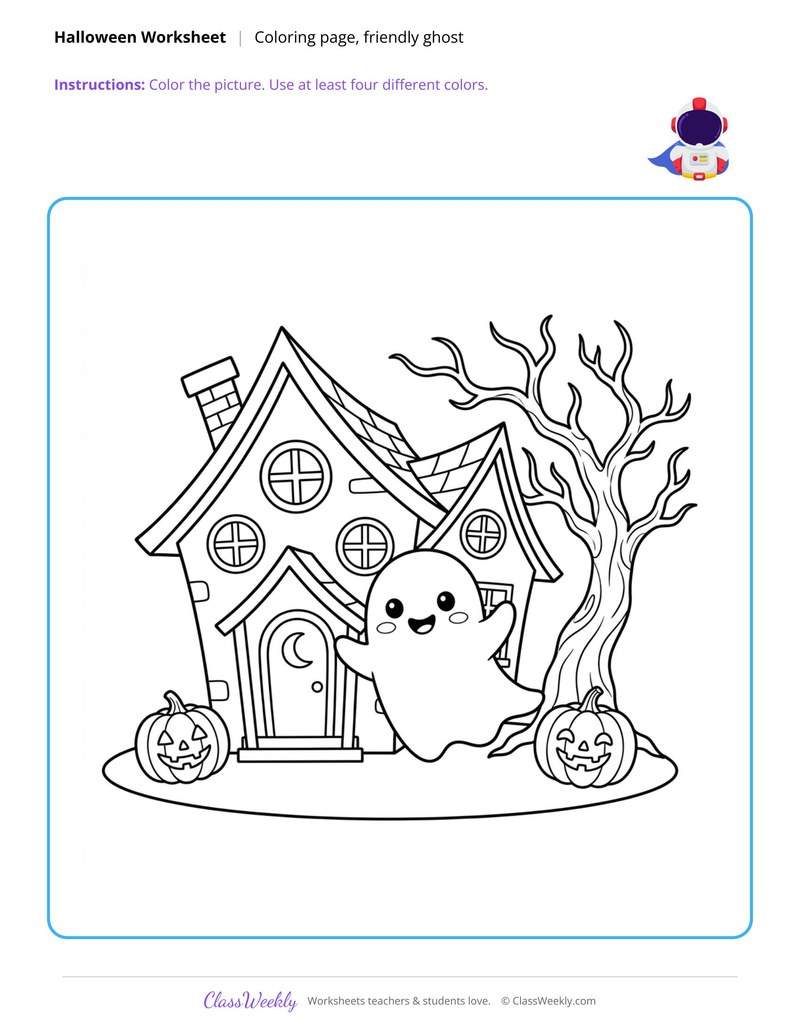 Friendly Ghost Coloring Page
